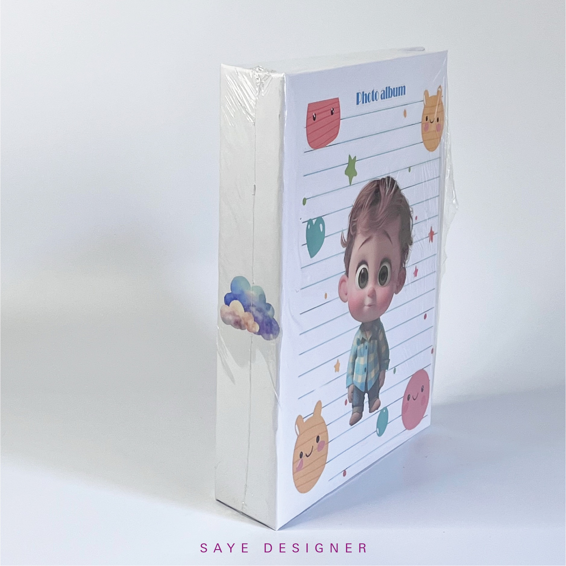 آلبوم پاکتی کودک 16×21 طرح پسرک باهوش (ظرفیت 100 عکس)