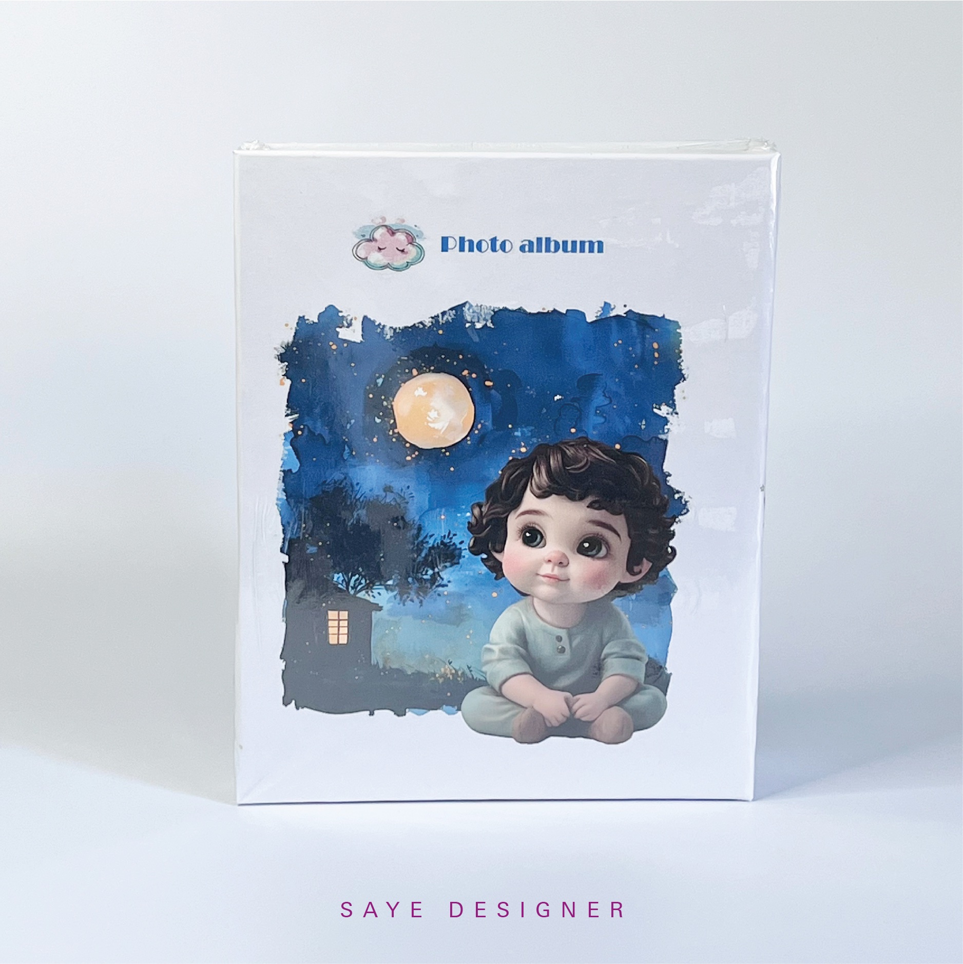 آلبوم پاکتی کودک 16×21 طرح ماه پسر (ظرفیت 100 عکس)